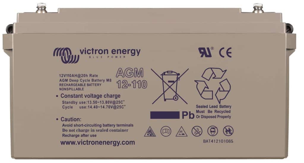 Produktbeispiel für eine Wohnmobil AGM-Batterie, die Victron AGM 12-110 AGM-Batterie mit 110 Ah.