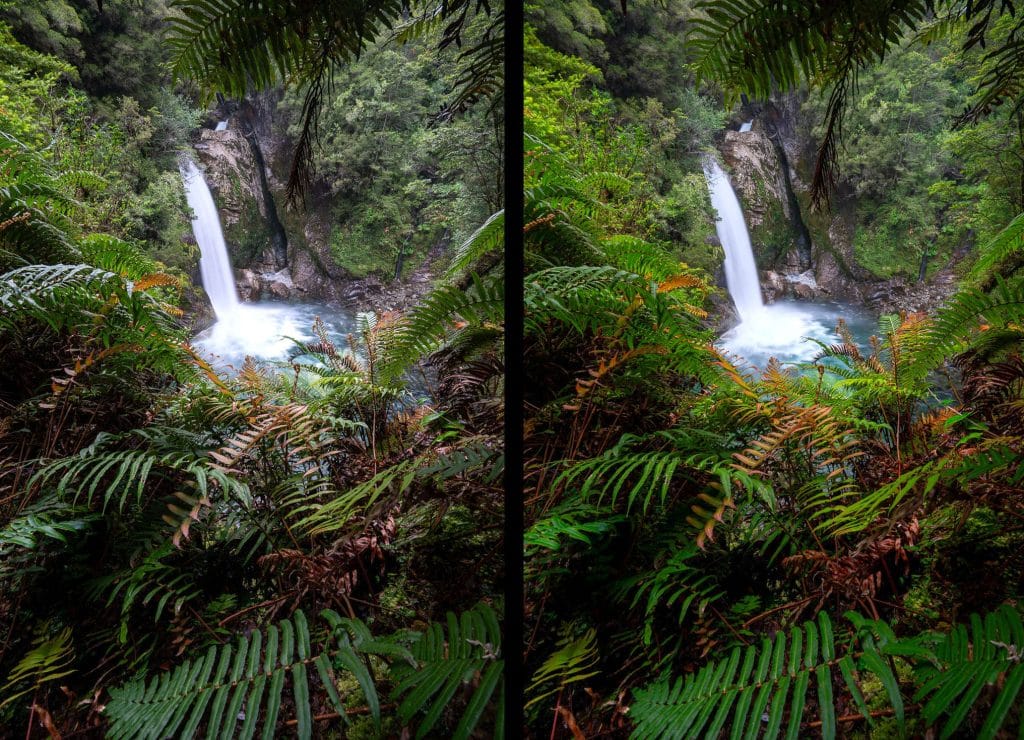 Wasserfall im Dschungel mit und ohne Polfilter - Fotokurs Filter in der Fotografie