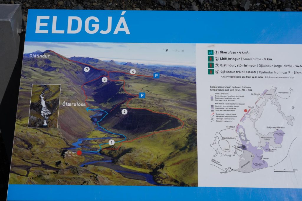 Hinweistafel für die Region Eldgjá