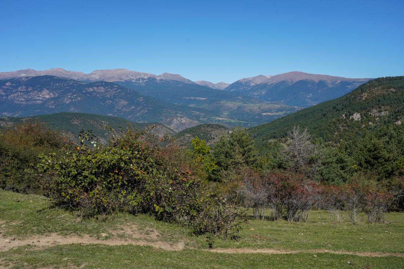 Schöner Ausblick vom Rastplatz während der Wanderung im Naturpark Parc Natural Cadí-Moixeró