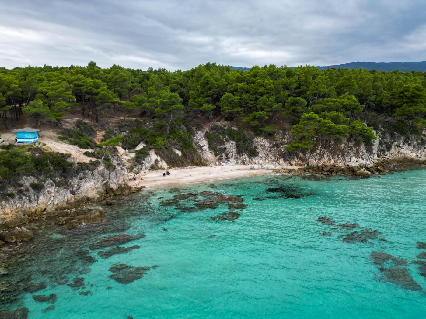 Der Mega Portokali Strand auf Sithonía aus der Vogelperspektive
