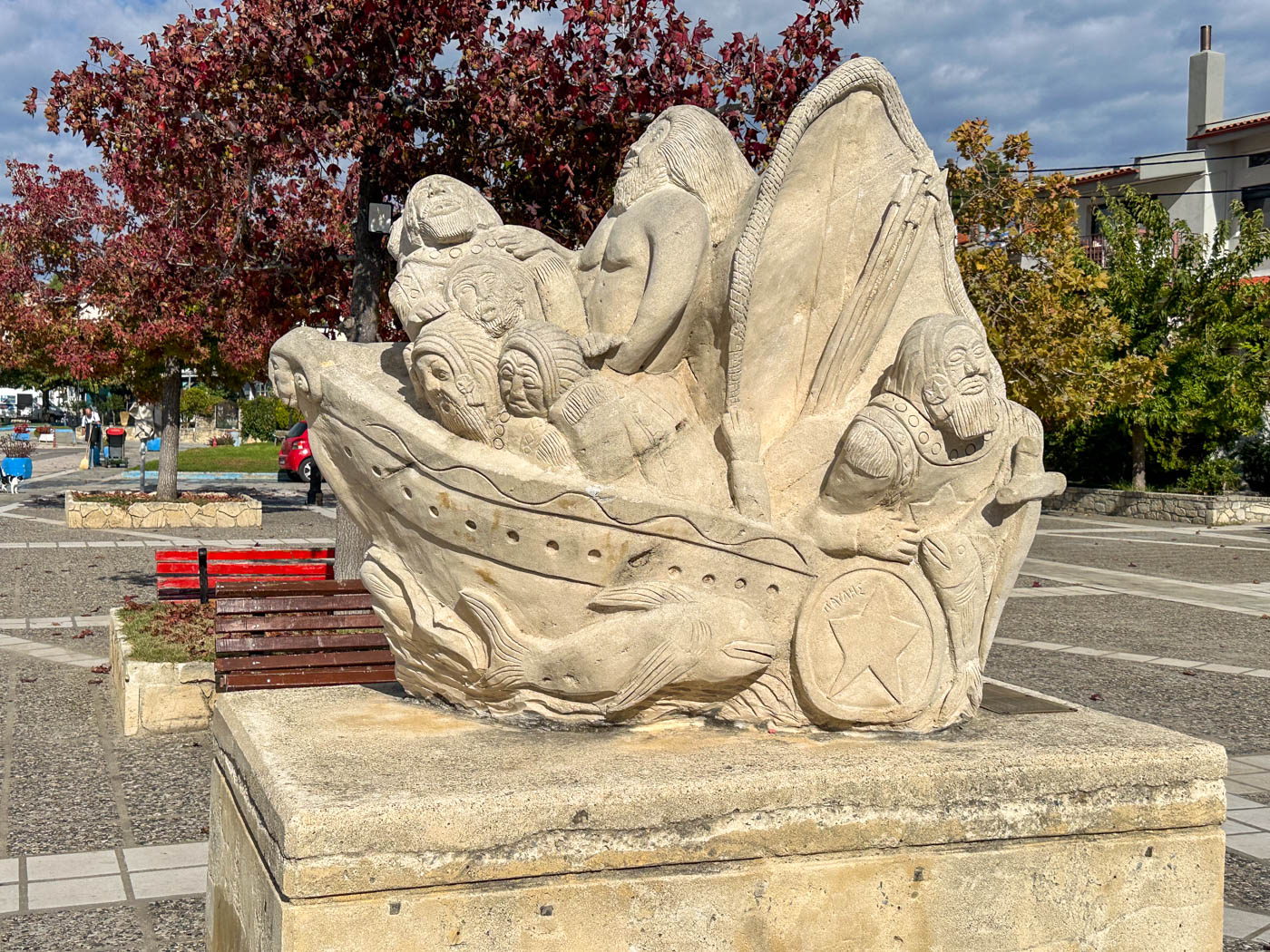 Monument to the agronauts in Néa Skíoni