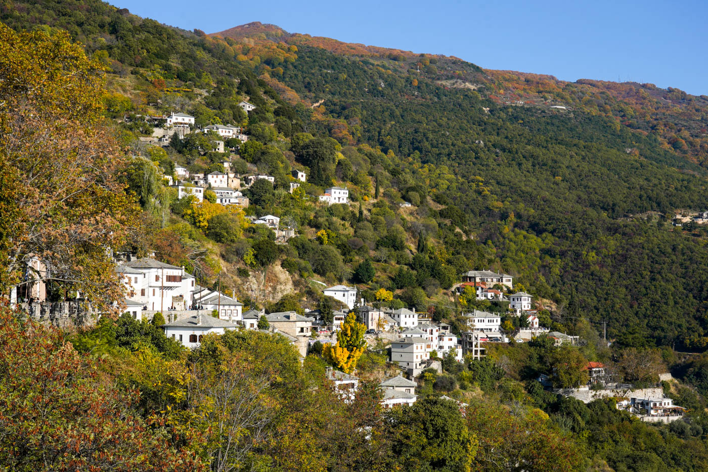Blick auf Makrenítsa auf der Pilion Halbinsel